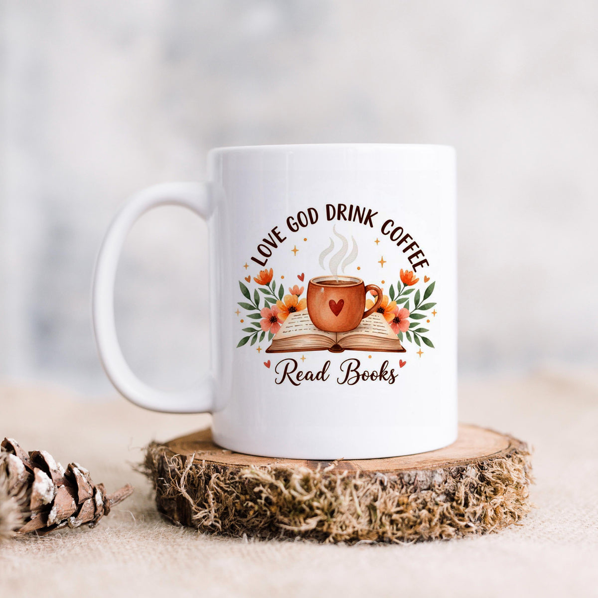 Christian Coffee Mug – Inspirational Faith Based Gift | Book Lover Floral Cup