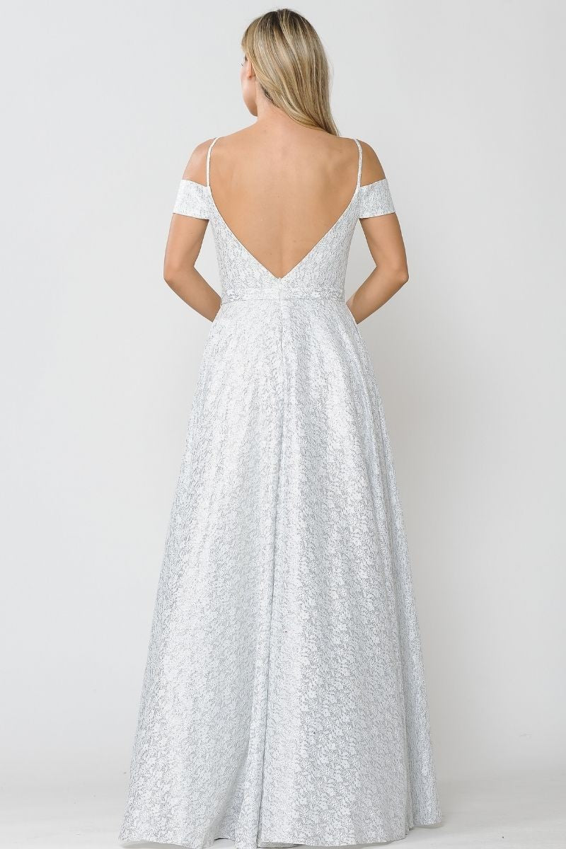 Glitter Lace, Cold Shoulder Sweet Heart Neck Line - 8380