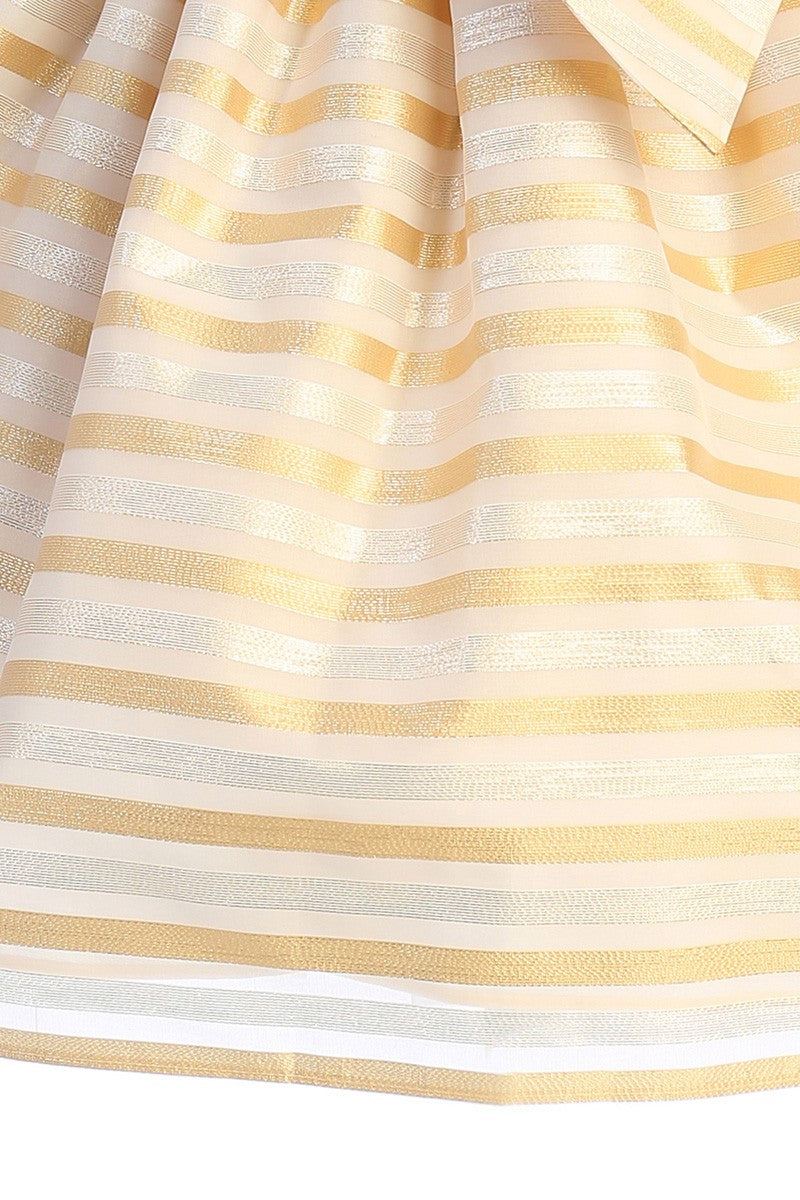 Striped Metallic Organza Girl Dress