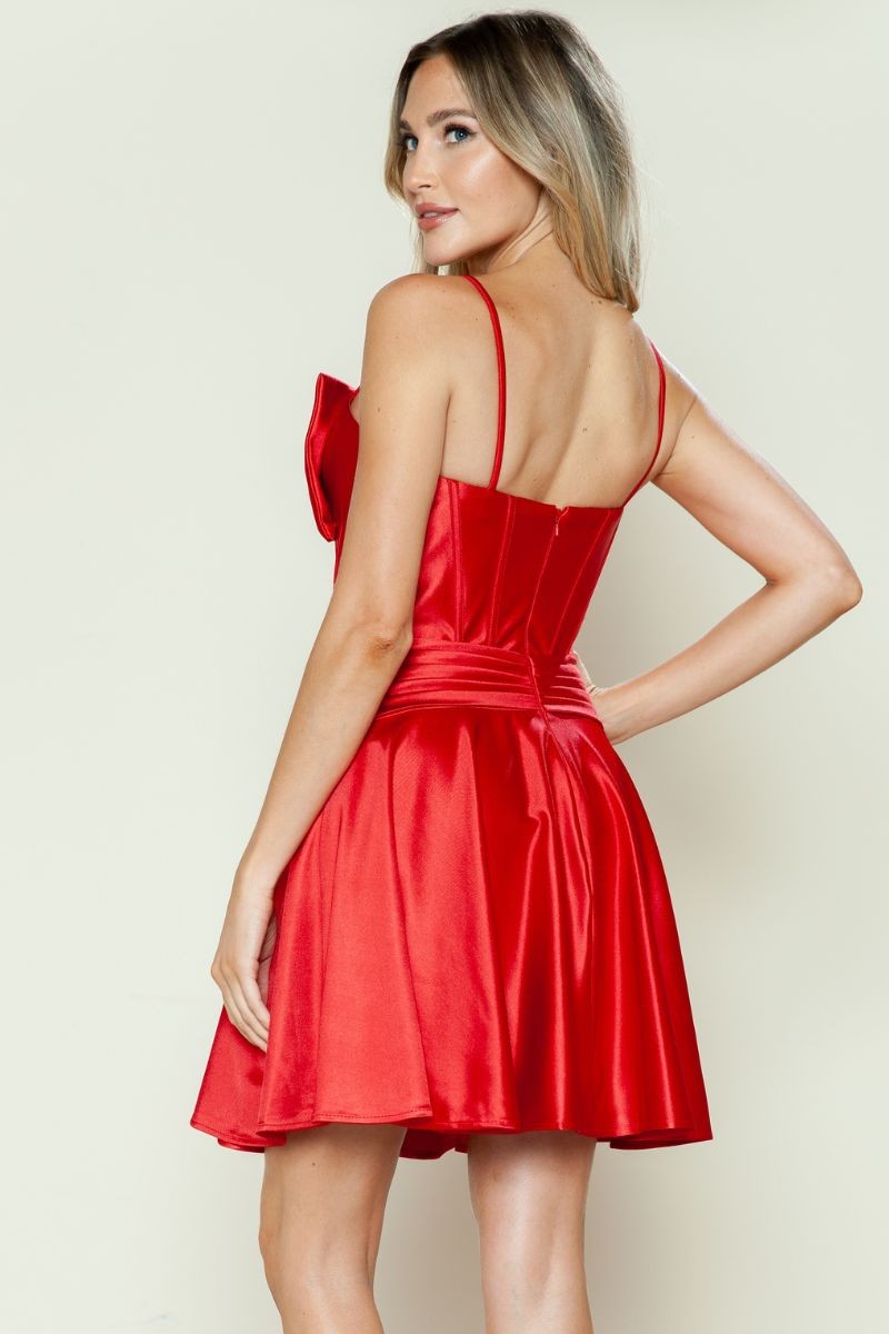 Front Bow Detail A-line Short Dress - 9704