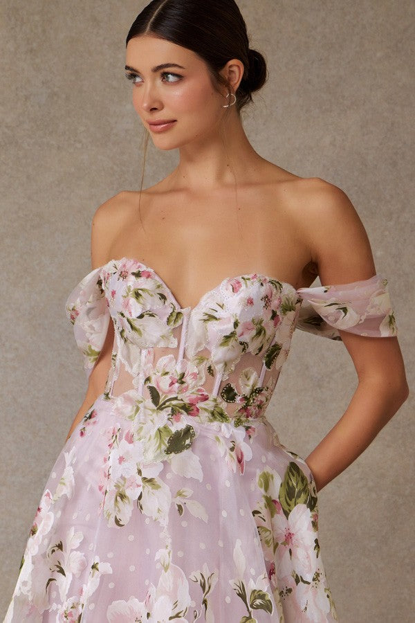 Off Shoulder Sweetheart Neckline A Line Dress