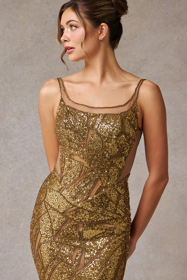 Sleeveless Bateau Neckline Glitter Print Sheath Dr