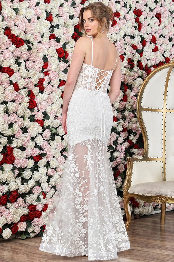 Sleeveless Floral Lace Mermaid Dress