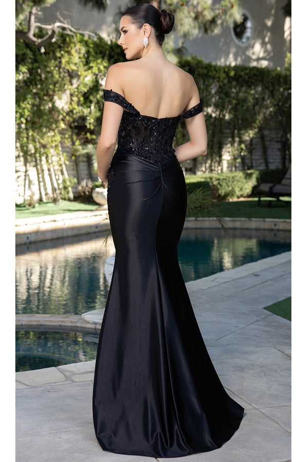 Off Shoulder Sweetheart Neck Metallic Stain Sheath