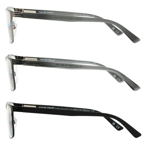 Design Optics by Foster Grant Metal Square Reading Glasses, 3-pack