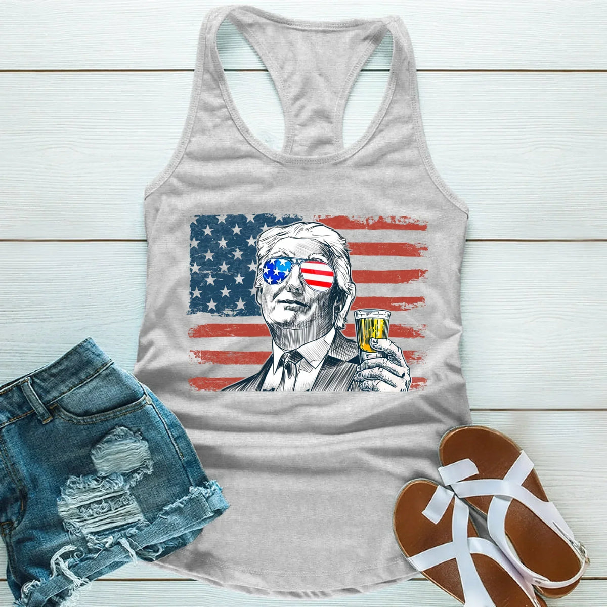 Donald Drunk Unisex Tank Top – Funny 4th of July Party Shirt