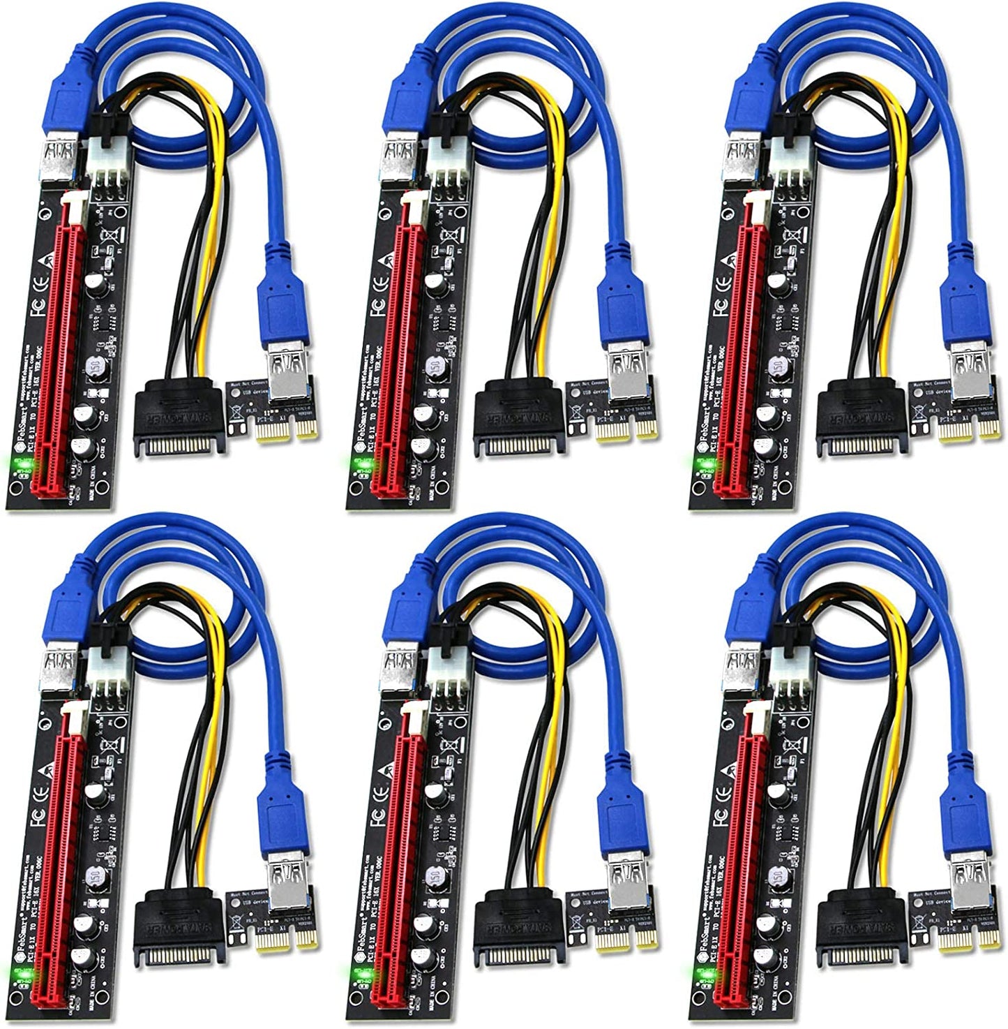 FebSmart VER006C GPU Riser, PCIe X1 to X16 Extension Cable for Ethereum Mining Rigs