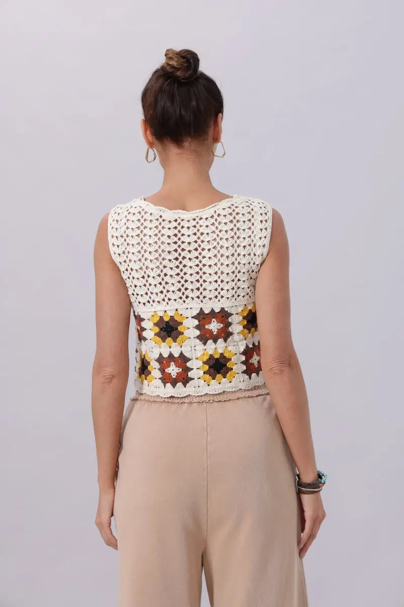 Boho Granny Square Crochet Vest
