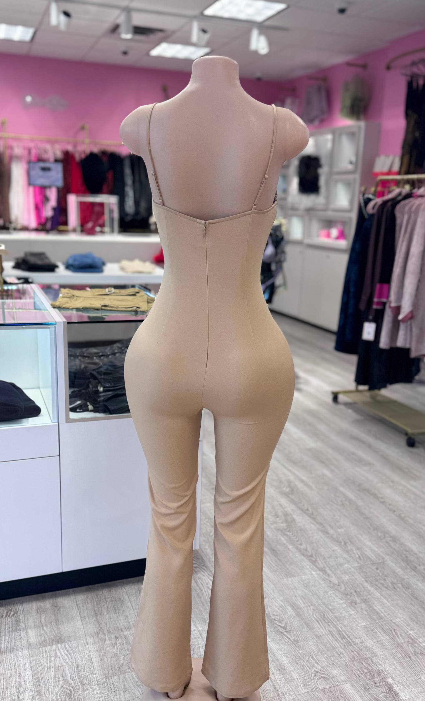 Jacklyn Sweetheart Neckline Stretch Jumpsuit With Rhinestone Details