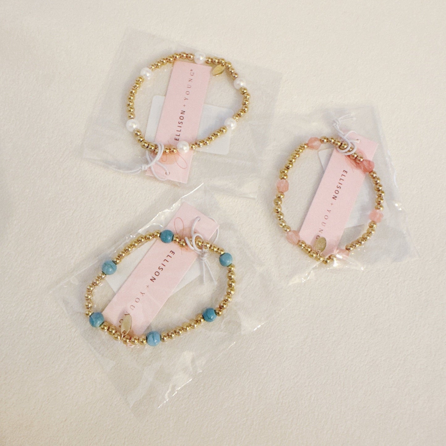 Golden Beads Stone Stretch Bracelet