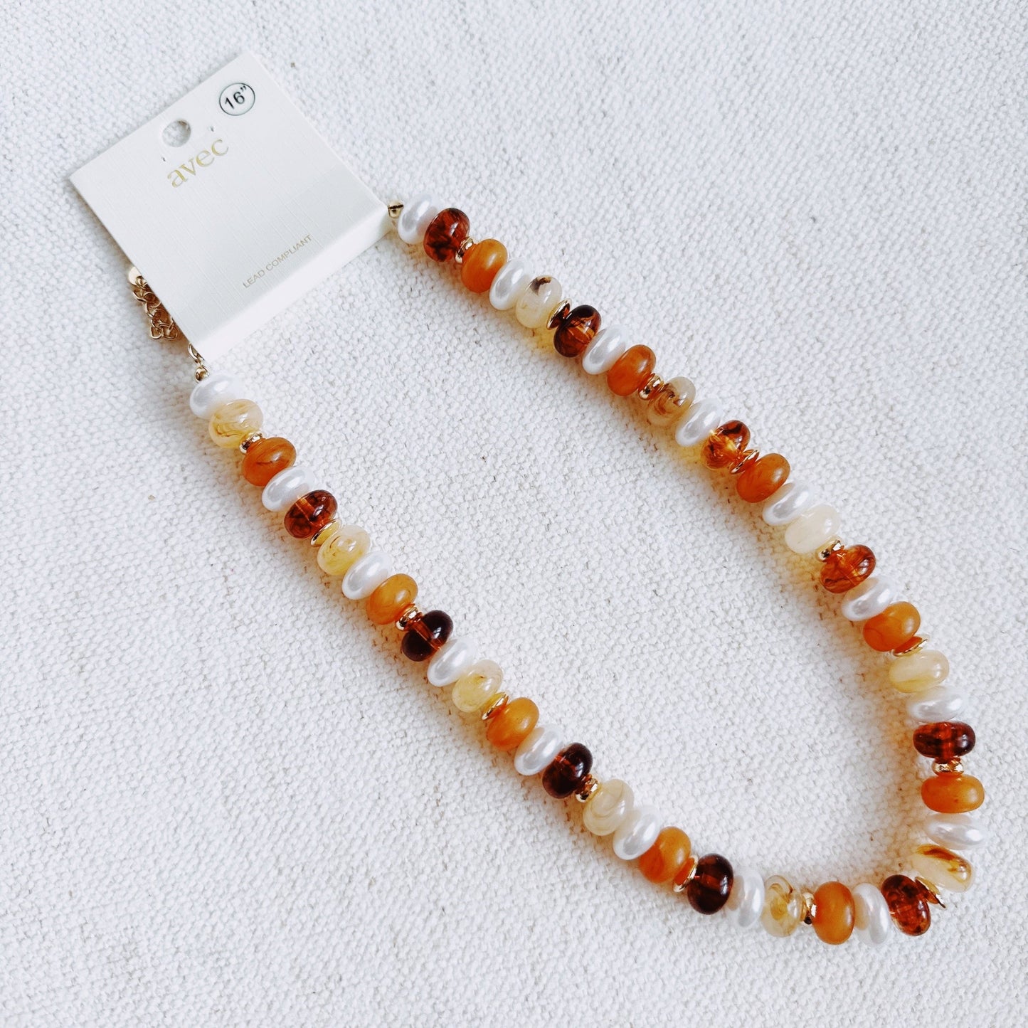 Golden Earth Gem Beaded Necklace – Warm-Toned Beads with Natural Elegance