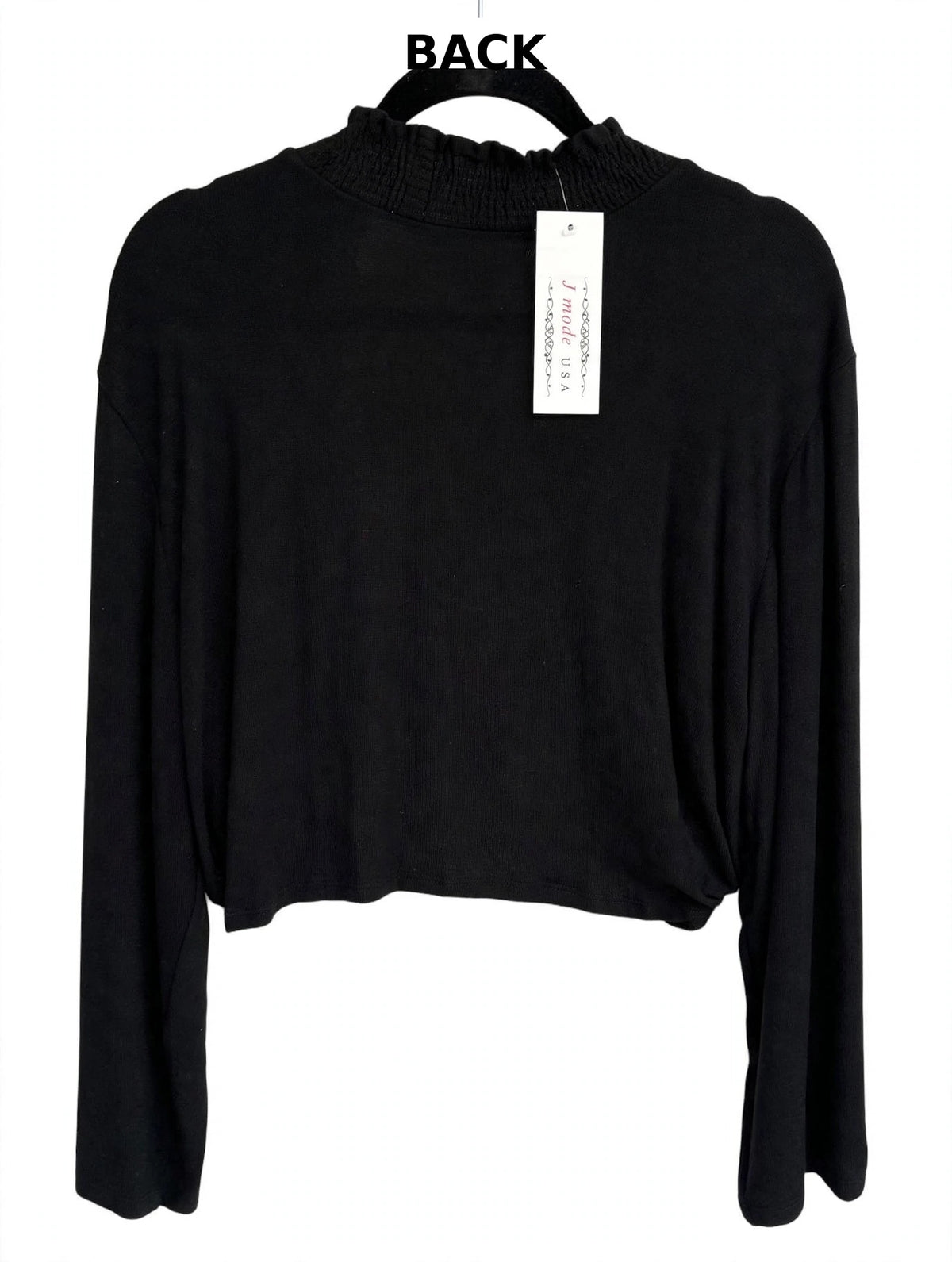 Black Cropped Open-Front Cardigan
