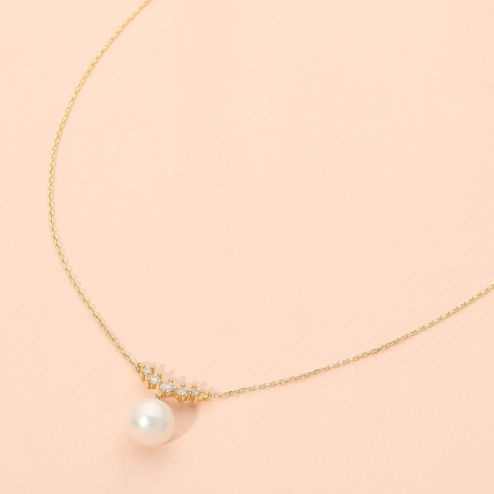 18K Gold Dipped Dainty Freshwater Pearl Pendant Necklace