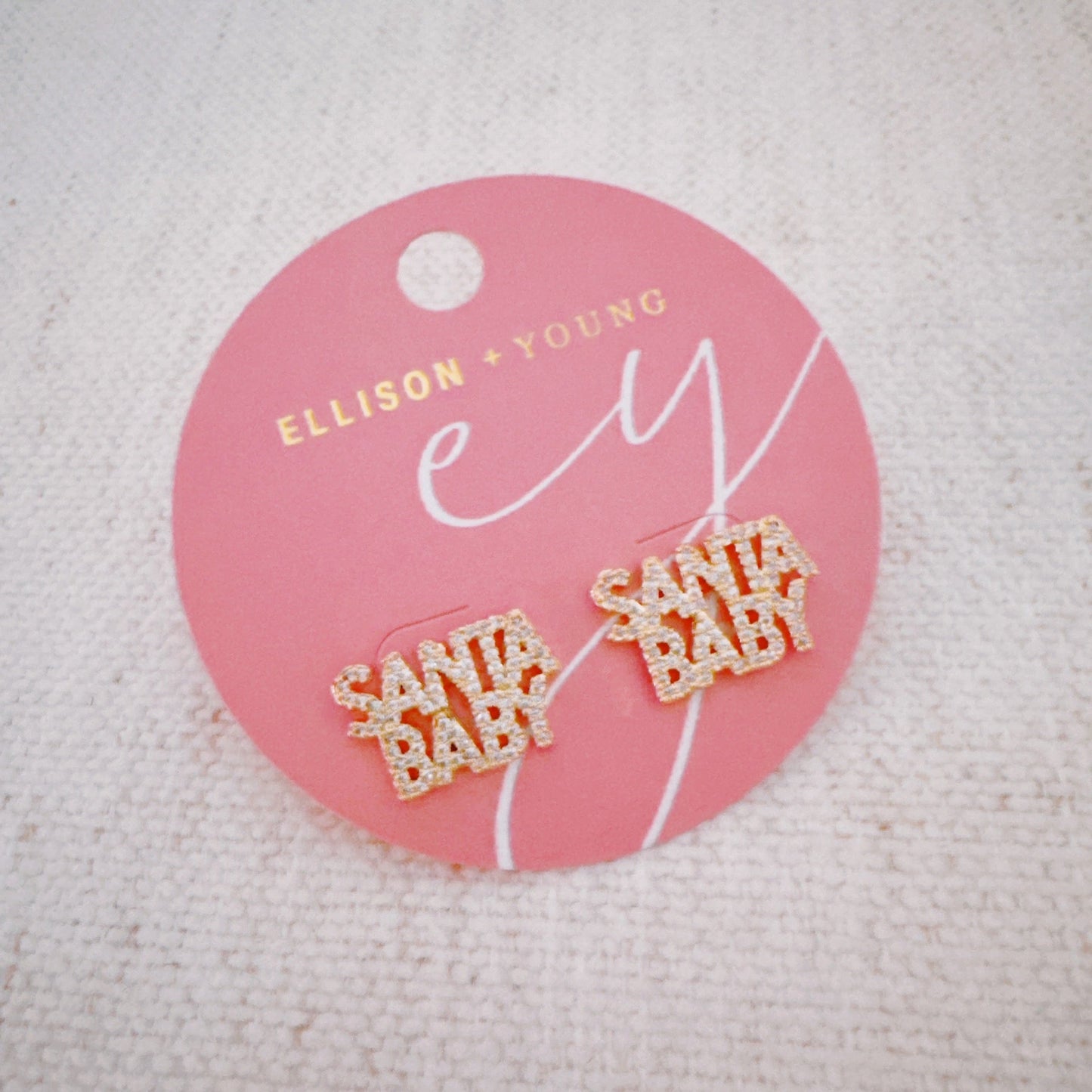 Santa Baby Crystal Stud Earrings – Holiday Statement Jewelry