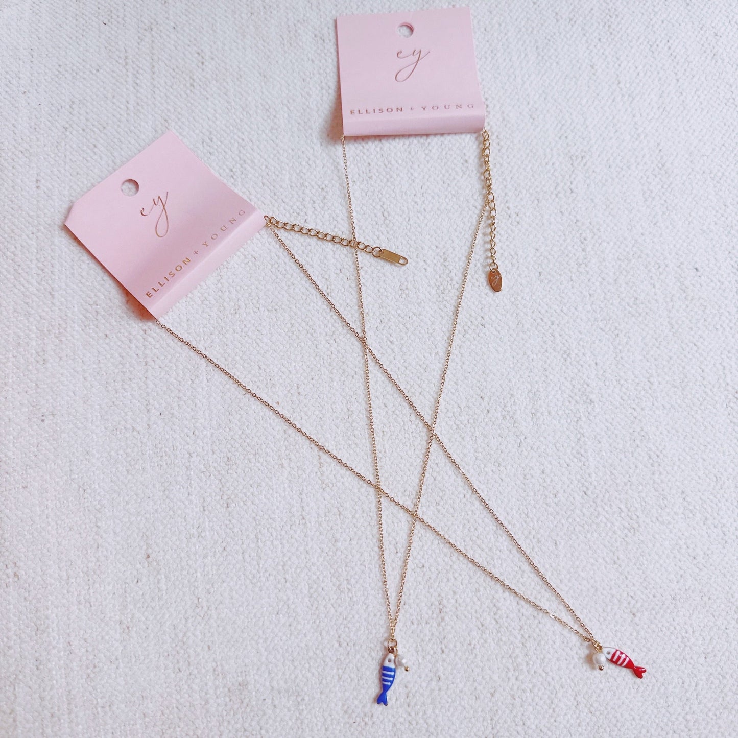 Striped Fish & Pearl Necklace – Nautical, Cute Style