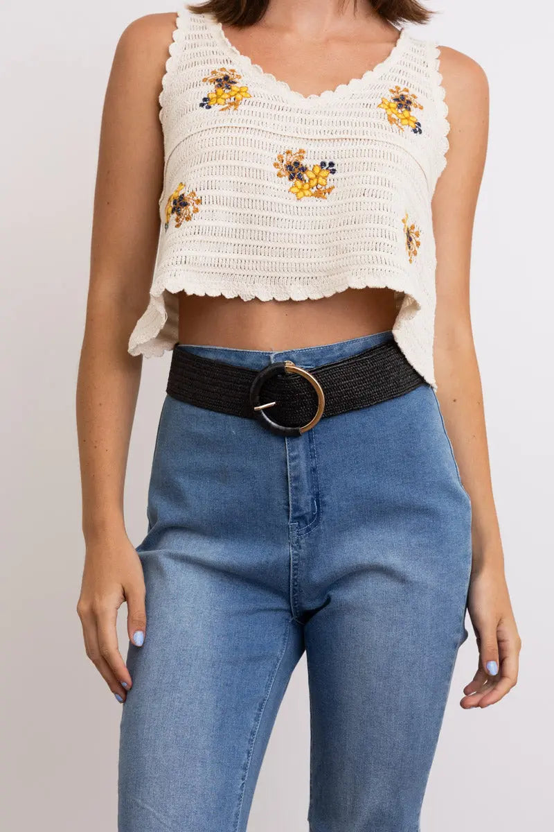 Earthy Chic Nature Loop Raffia Elastic Belt