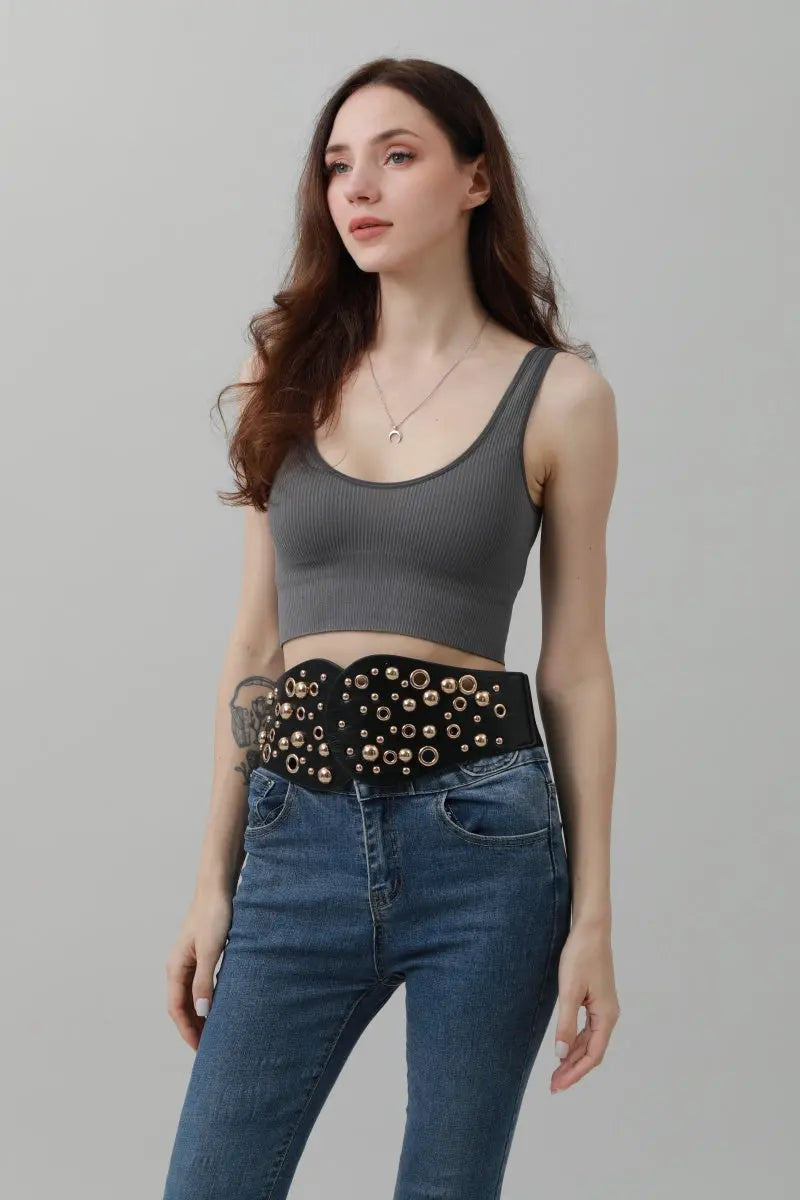 Western Wide Rivet Belt â Vintage Cowboy Chic đ¤ â¨