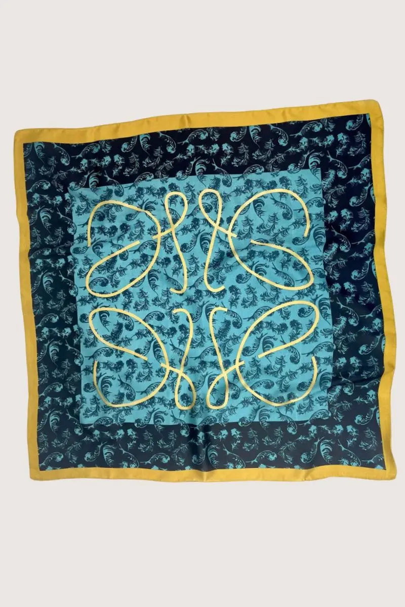Turquoise Feather Bandana – Bohemian Silky Elegance🌿