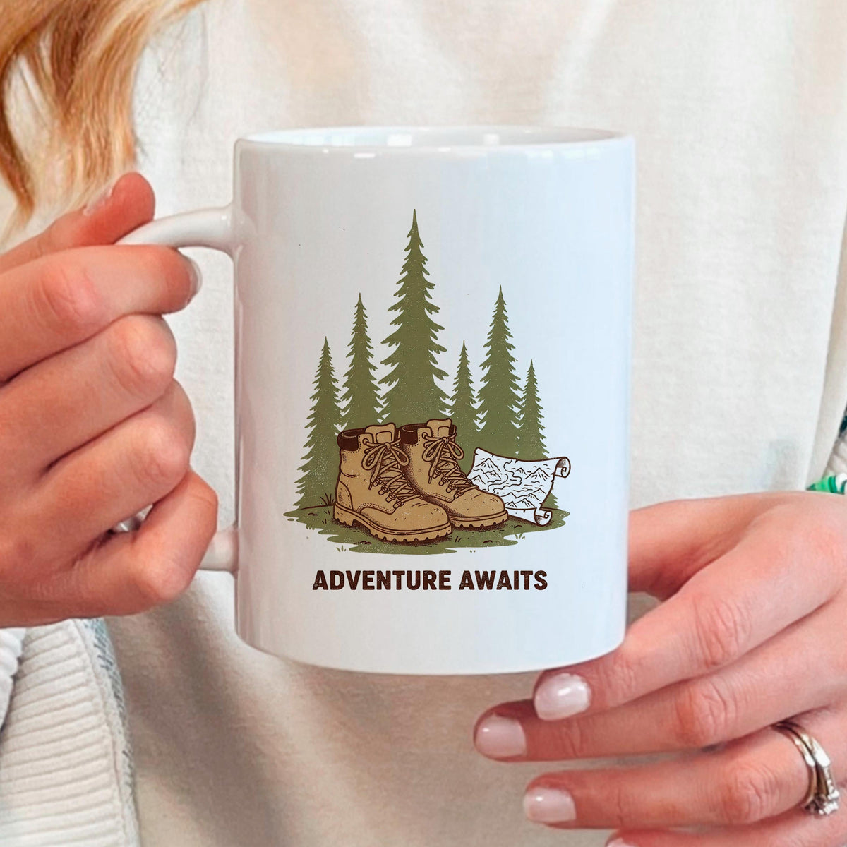 Adventure Mug – Rustic Hiking Coffee Cup | Camping Ceramic Mug, Outdoor Lover Gift