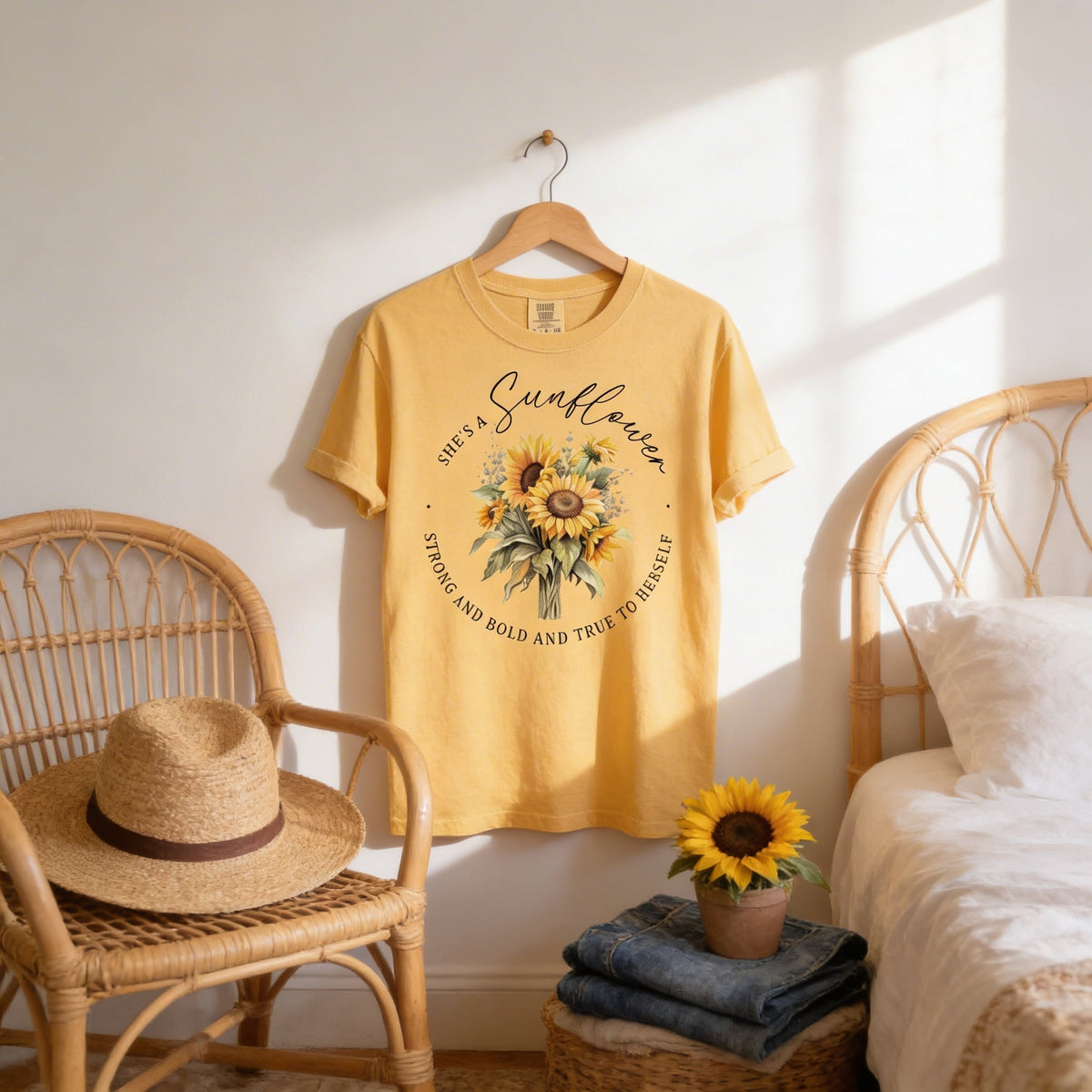 Sunflower Graphic Tee β Comfort Colors Shirt | Retro Boho Style, Soft Cotton