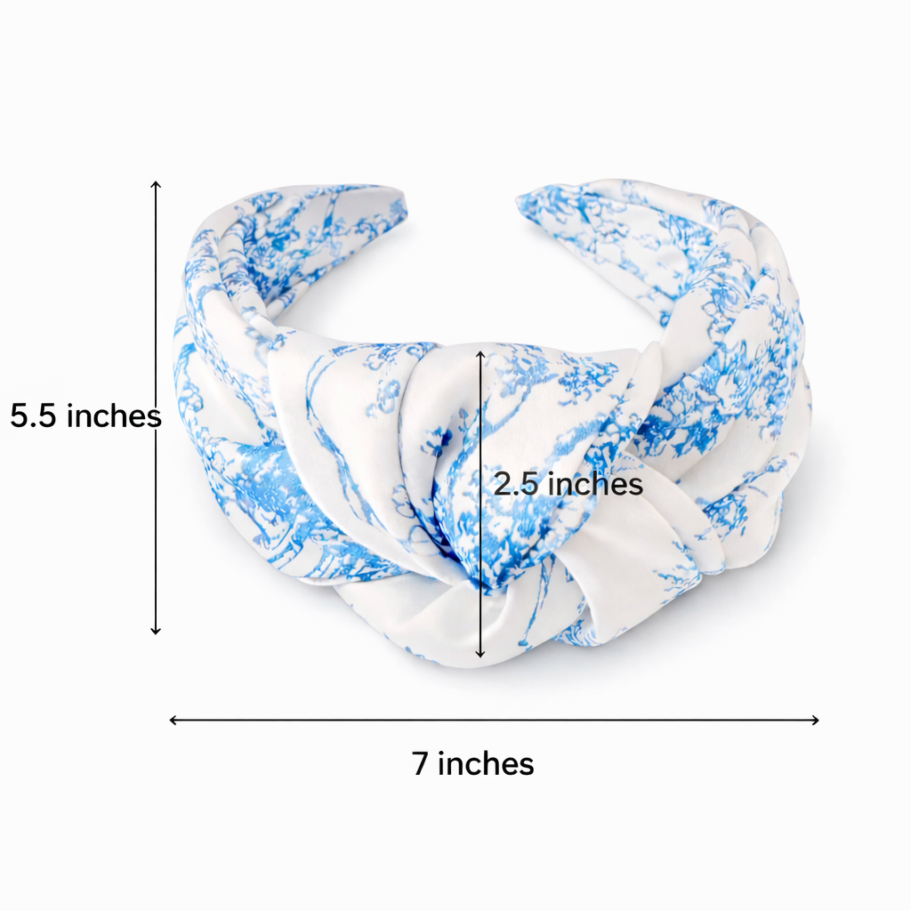 Blue And White Toile Knotted Headband
