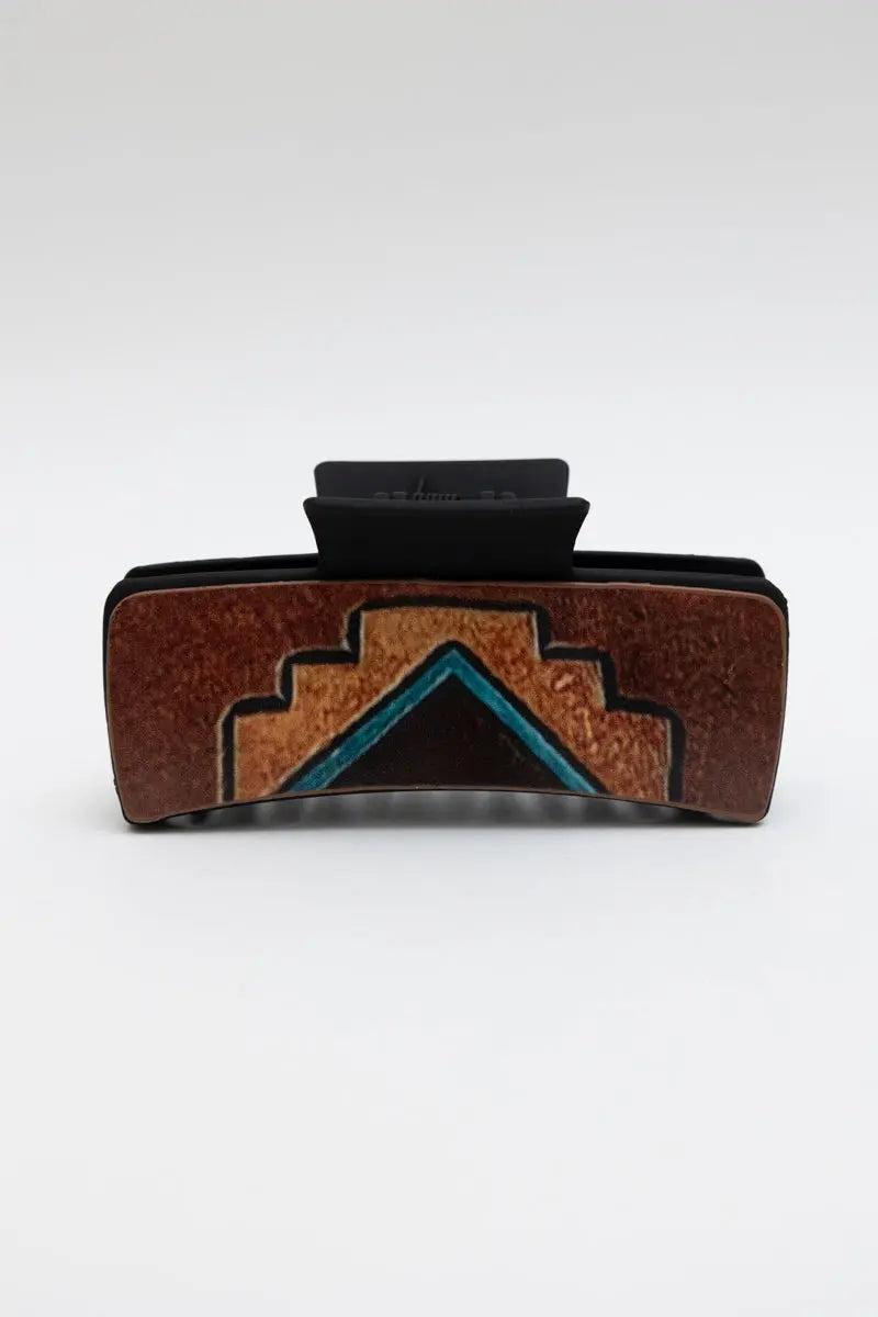 Camel Pyramid Design Hair Claw – Geometric Tribal Grip Clip 🌸