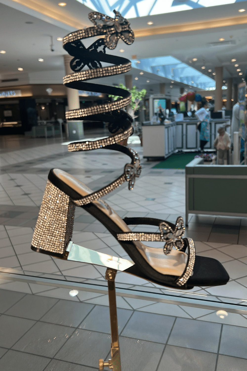 Celeste Black Rhinestone Butterfly Coil Heels – Statement Party & Going Out Heels for Women
