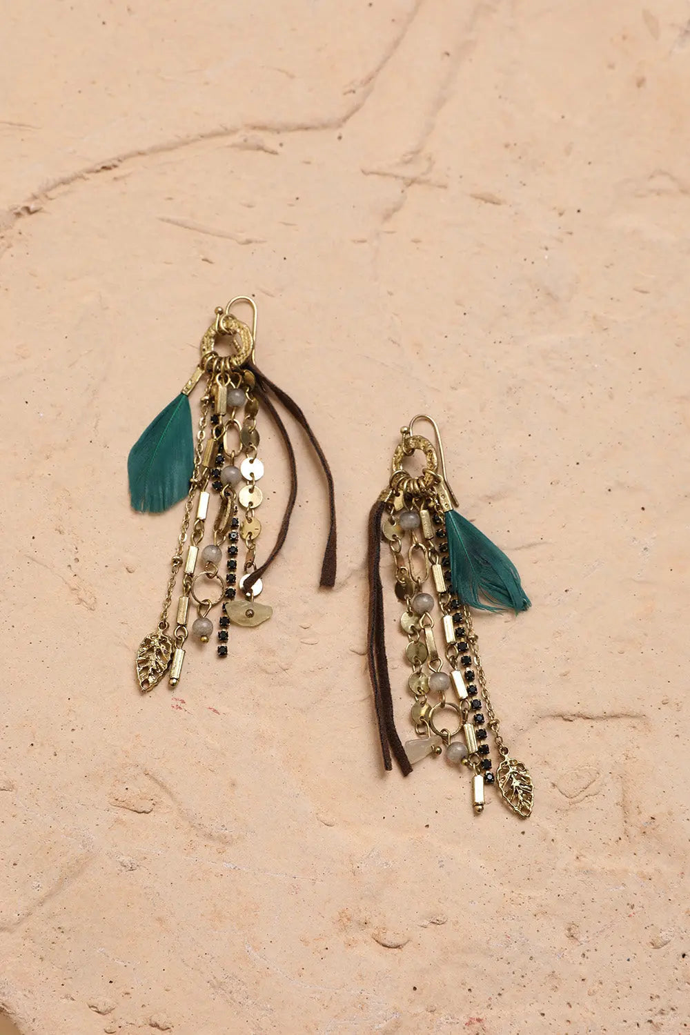 Feather Combo Dangling Earrings