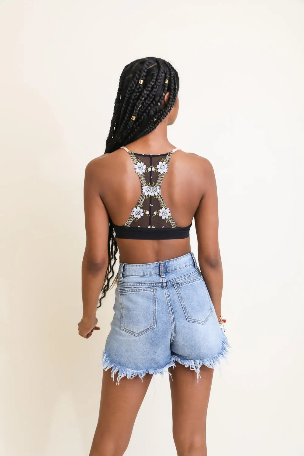 Spring Floral Lattice Bralette – Romantic Lace Finish