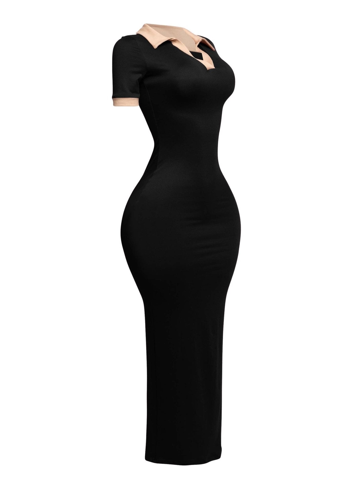 Not So Casual Collar neck Short Sleeve Maxi Dress