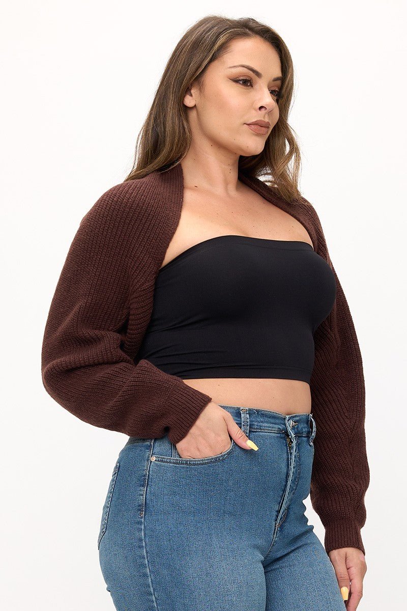 Plus Size Knit Shrug Cropped Cardigan | Everyday Layering Essential