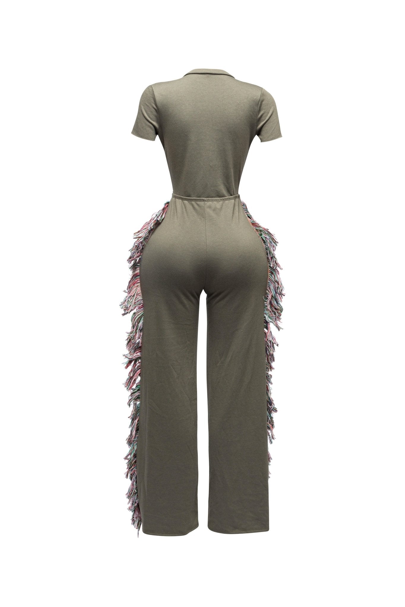 Rodeo Queen Plus Size Fringe Jumpsuit โ Wide Leg with Tassel Detail