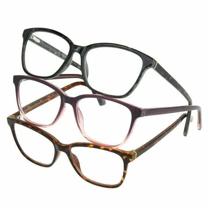 Design Optics By FG Women's Full Frame Reading Glasses Kiersey/Square-3 Pk - Choose Yours