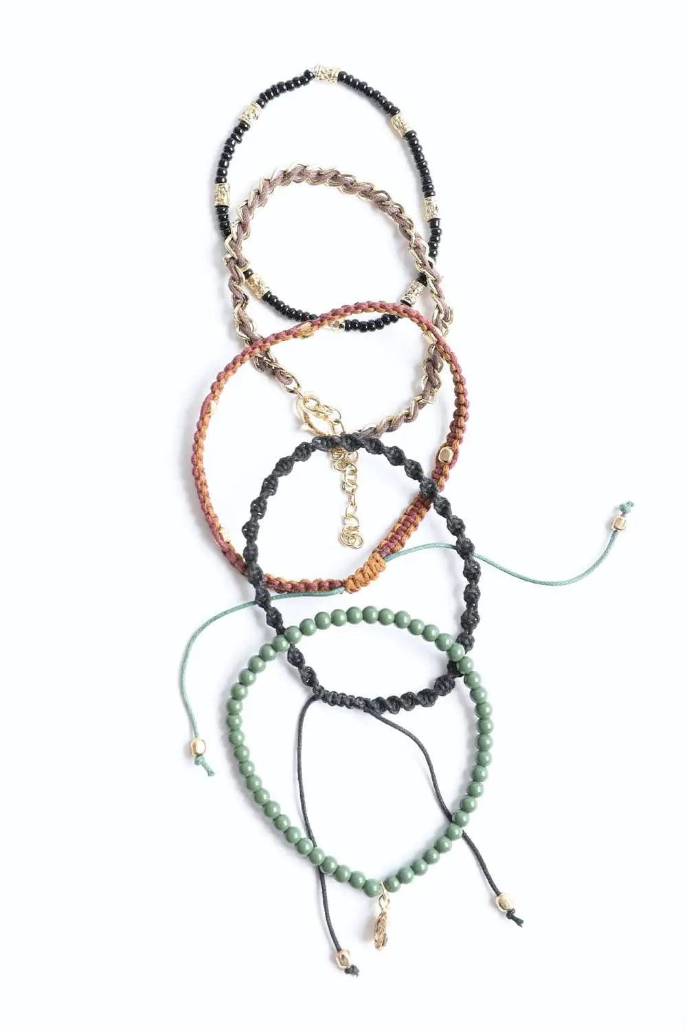 Stackable Bead & Woven Cord Bracelet