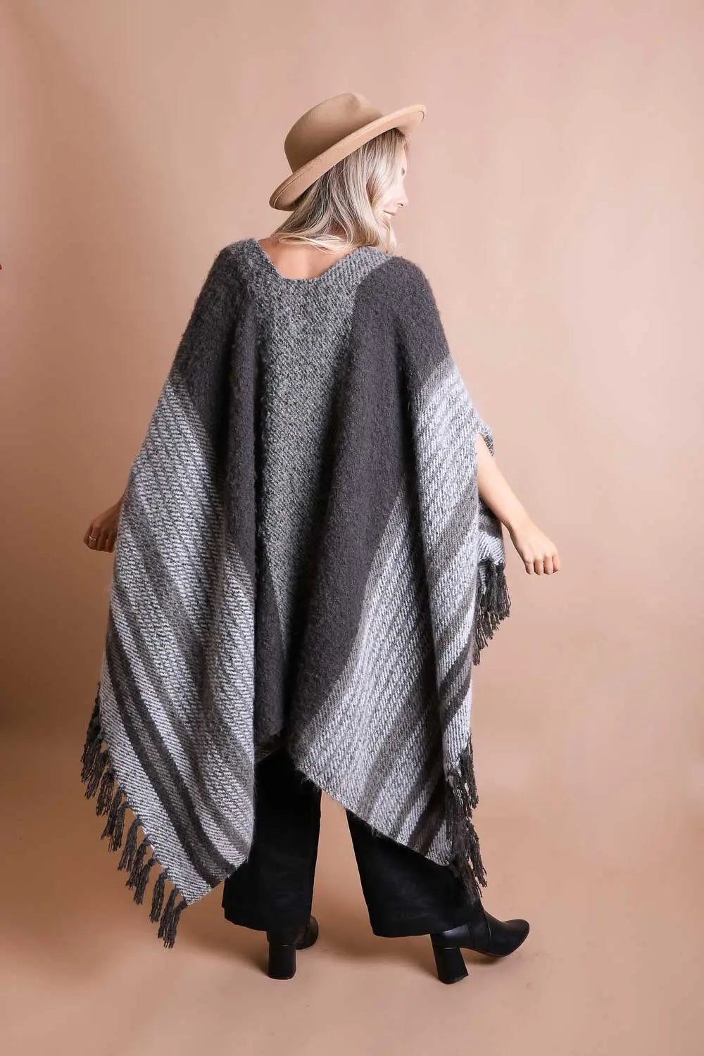 Stripe Bohemian Ruana Wrap