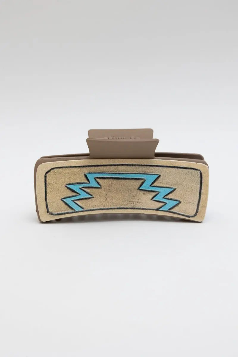 Turquoise Rodeo Hair Claw – Geometric Western Clam Clip⚡