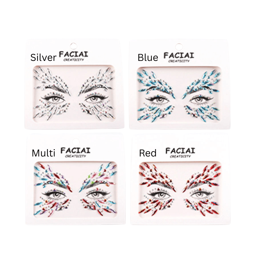 Vibrant Festival Eye Gem Face Stickers