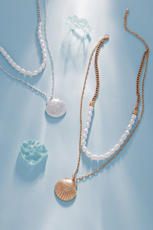 Shell Shaped Metal Kst Summer Layered Necklace