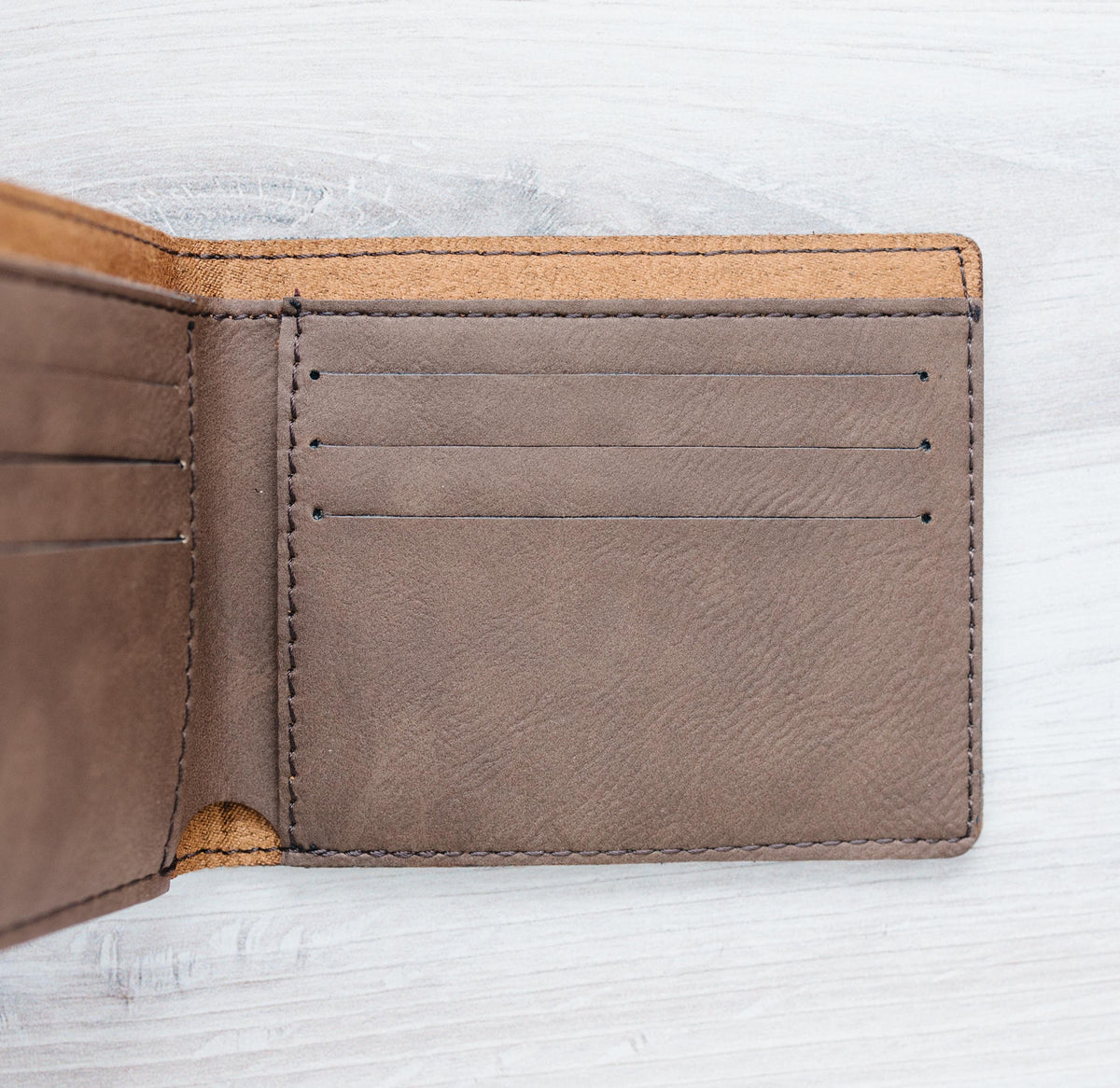 Engraved Wallet For Dad – Brown Leather Slim Bifold Wallet With Card Slots