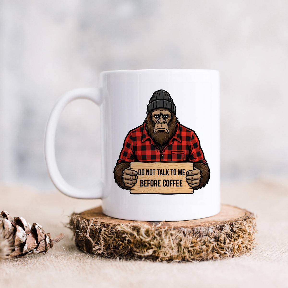 Funny Bigfoot Mug – Grumpy Sasquatch Coffee Cup | Don’t Talk Before Coffee