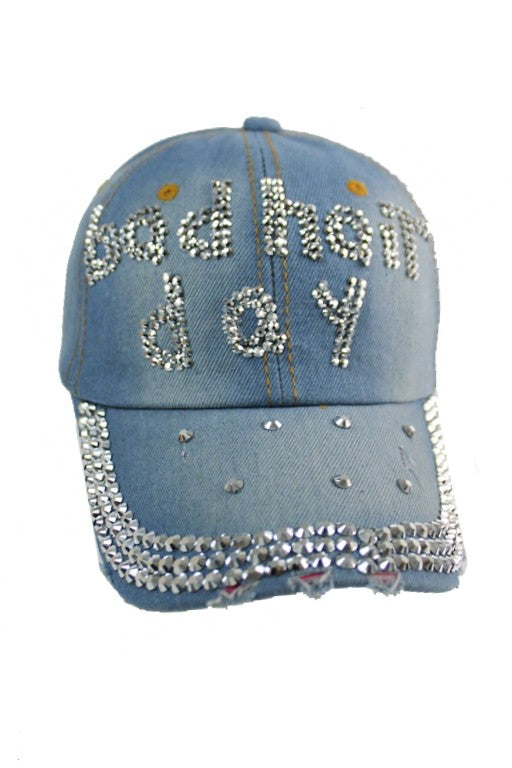 Bad Hair Day Lettering Denim Bling Bling Hats Material Composition Cotton