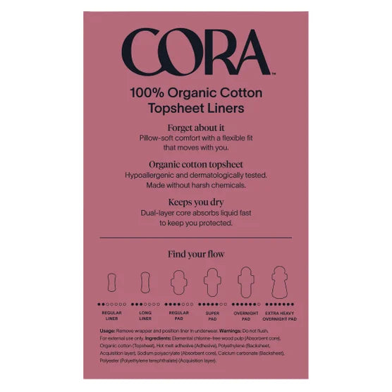 Cora 100% Organic Cotton Topsheet Liners, 160ct