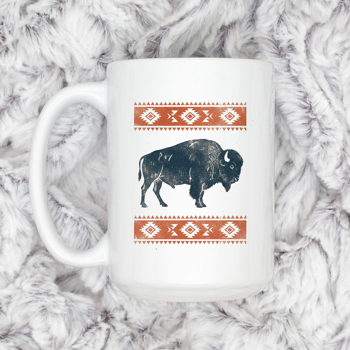 Rustic Buffalo Mug – Western Coffee Cup With Bison Design & Southwest Pattern