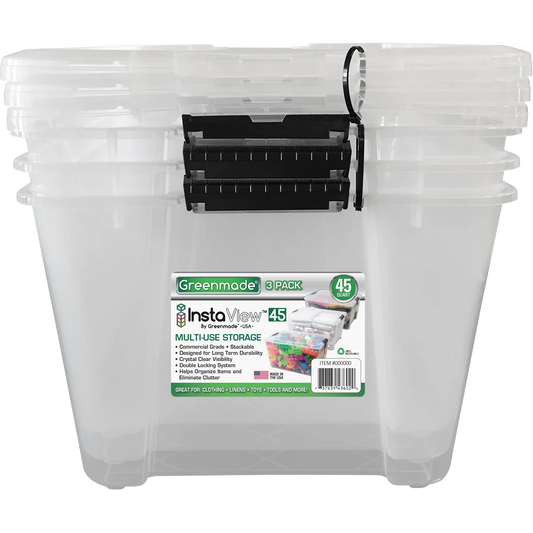 Greenmade InstaView 3 Pack 45 Quart Multi-Use Storage Bins