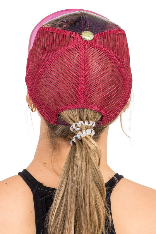 Python Glossy Front Clear Curved Brim Trucker Hat