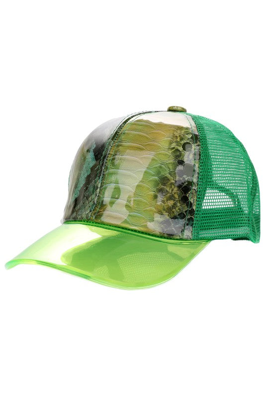 Python Glossy Front Clear Curved Brim Trucker Hat