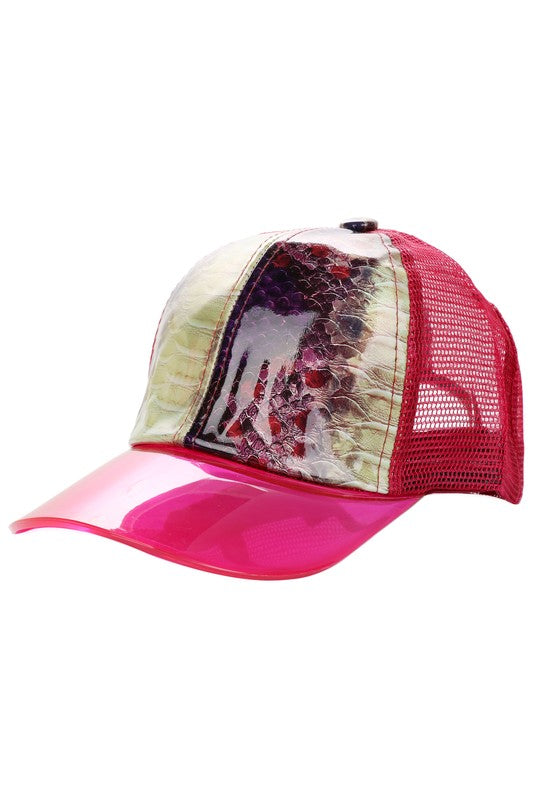 Python Glossy Front Clear Curved Brim Trucker Hat