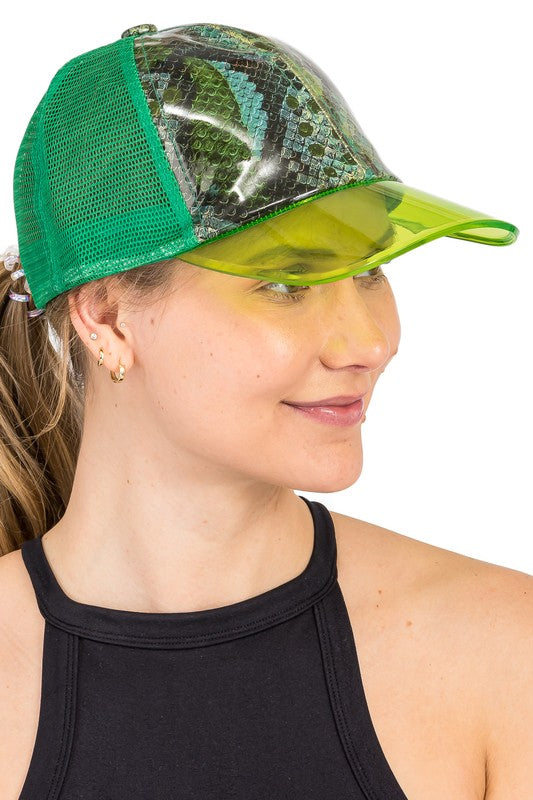 Python Glossy Front Clear Curved Brim Trucker Hat