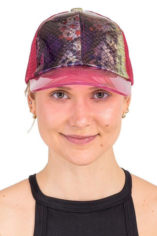 Python Glossy Front Clear Curved Brim Trucker Hat