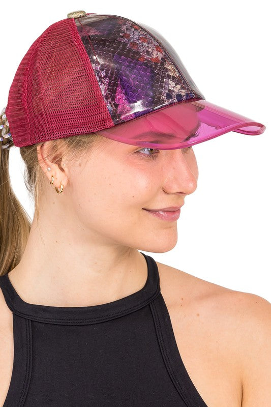Python Glossy Front Clear Curved Brim Trucker Hat